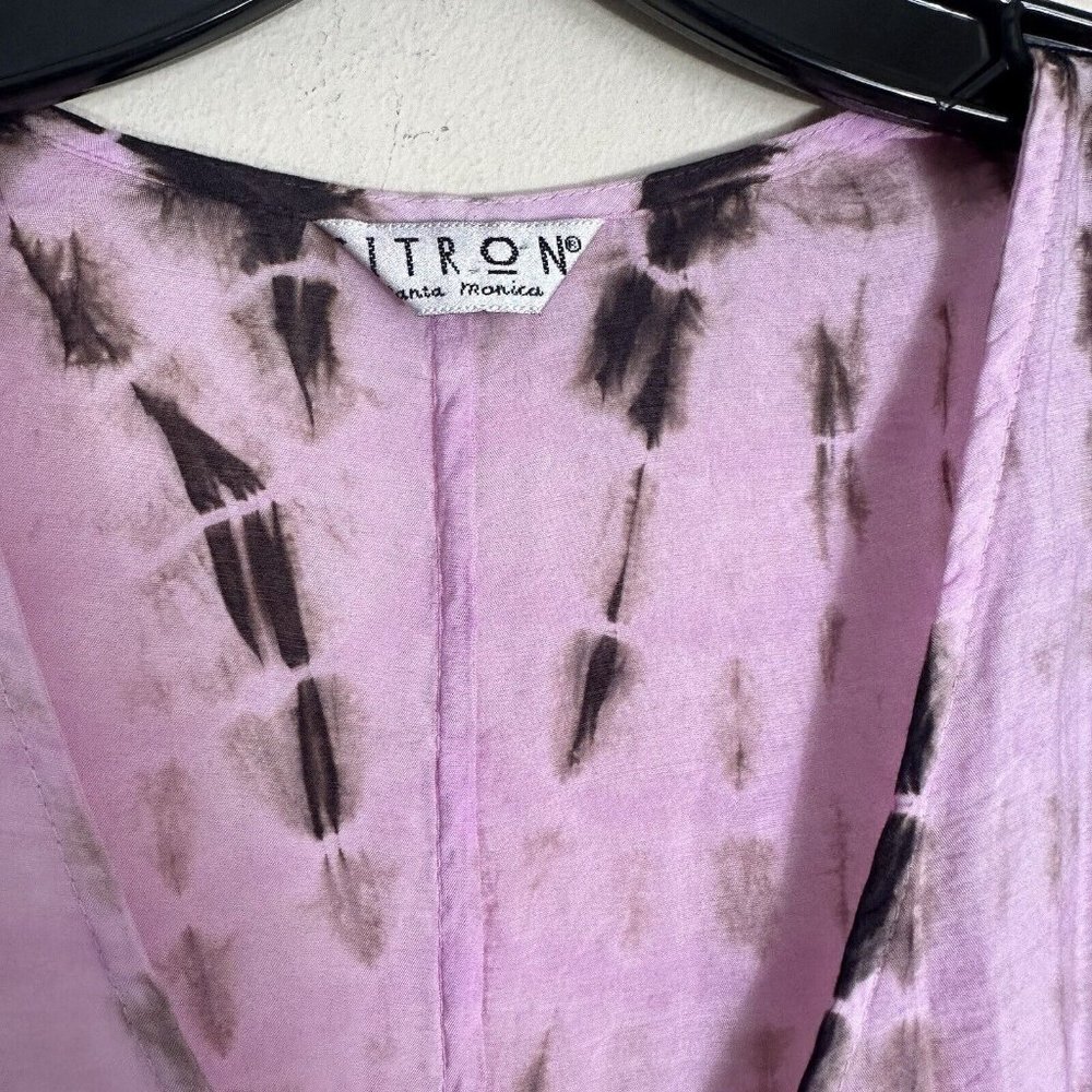 CITRON Santa Monica Colorful Tie Dye Maxi Tank Dress V-neck Purple Hanky hem M - Picture 3 of 4